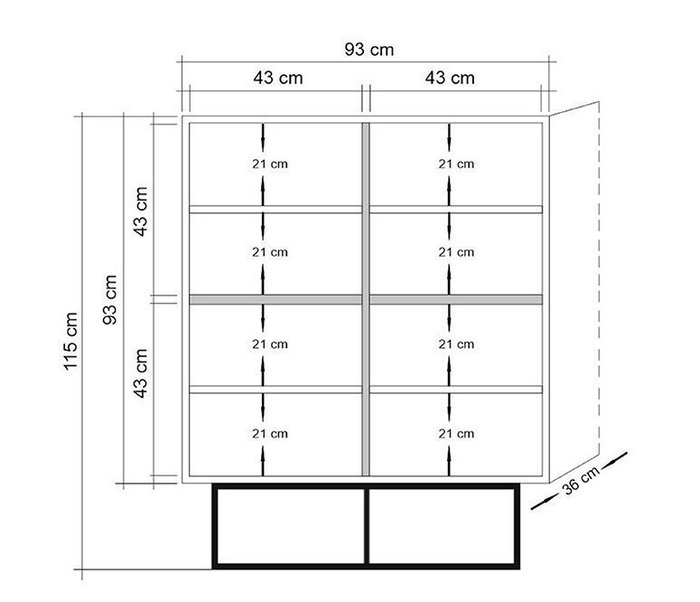 Hanah Home Quantum Solo Armario Multiusos Pino Atlántico y Negro 93x115x36cm Tablero Melamina